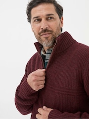 FatFace Calder Burgundy Red Half Neck Jumper - Image 3 of 5