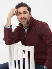 FatFace Calder Burgundy Red Half Neck Jumper - Image 4 of 5