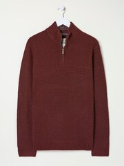 FatFace Calder Burgundy Red Half Neck Jumper - Image 5 of 5