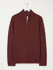 FatFace Calder Burgundy Red Half Neck Jumper - Image 5 of 5