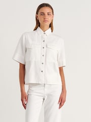 JAG White Carrie Denim Short Sleeve Shirt - Image 3 of 6