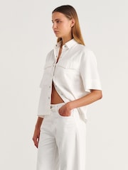 JAG White Carrie Denim Short Sleeve Shirt - Image 4 of 6