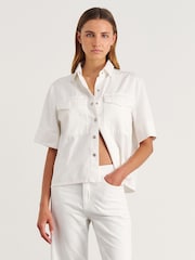 JAG White Carrie Denim Short Sleeve Shirt - Image 5 of 6
