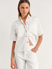 JAG White Carrie Denim Short Sleeve Shirt - Image 6 of 6