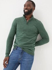 FatFace Rye Dark Green Half-Neck Jumper - Image 1 of 5