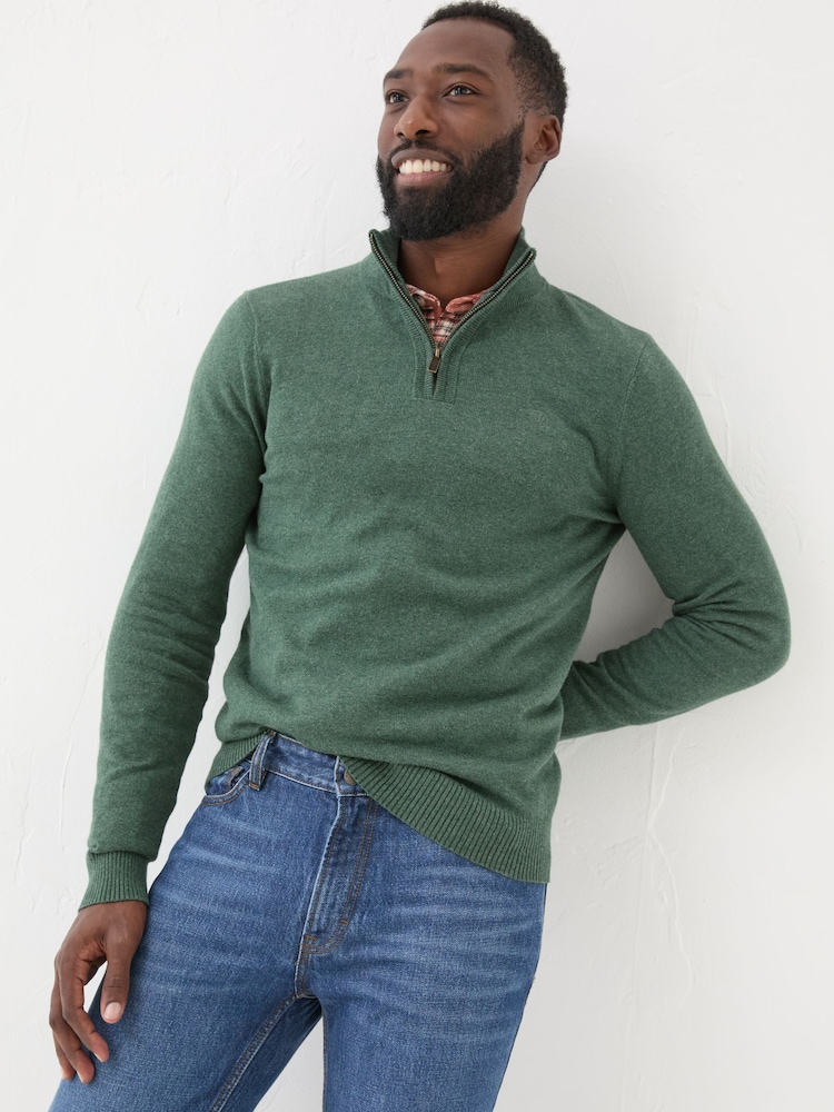 FatFace Rye Dark Green Half-Neck Jumper - Image 1 of 5