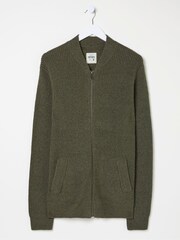 FatFace Khaki Green Knitted Bomber Cardigans - Image 5 of 5
