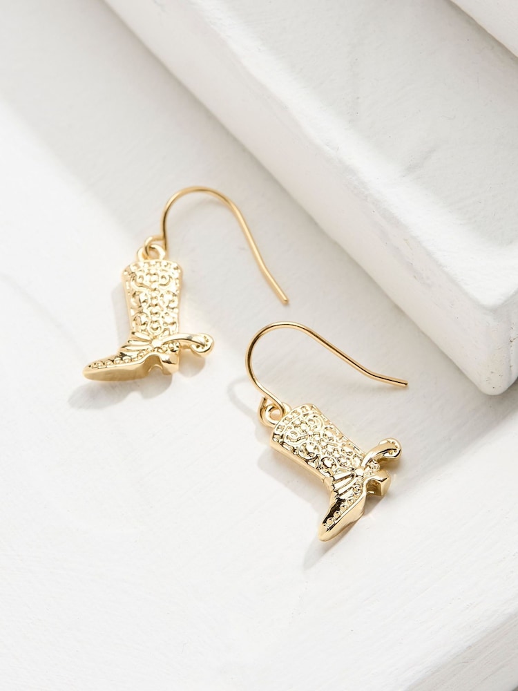 FatFace Gold Tone Cowboy Boot Earrings - Image 2 of 2 FatFace Gold Tone Cowboy Boot Earrings - Image 2 of 2