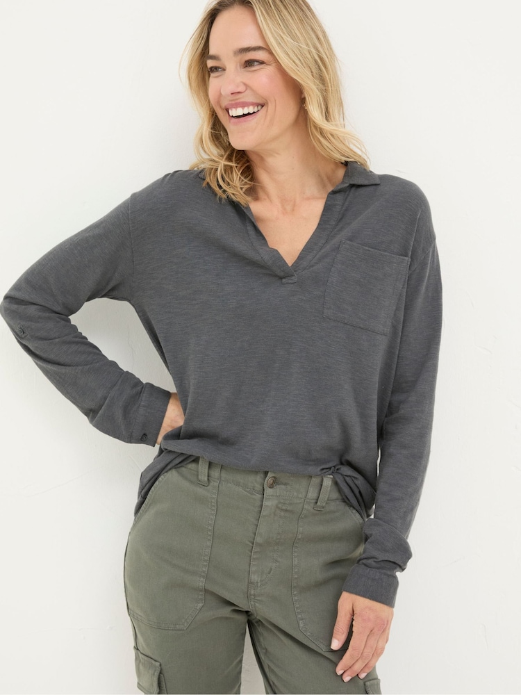 FatFace Paige Grey Jersey Shirt - Image 1 of 6