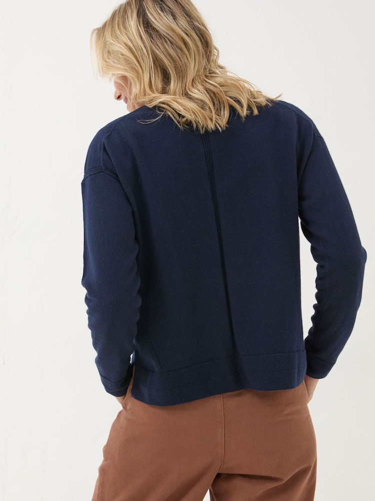 FatFace Grace Navy Cotton Cashmere Blend Cardigan - Image 2 of 5