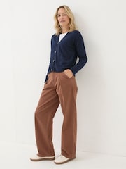FatFace Grace Navy Cotton Cashmere Blend Cardigan - Image 3 of 5