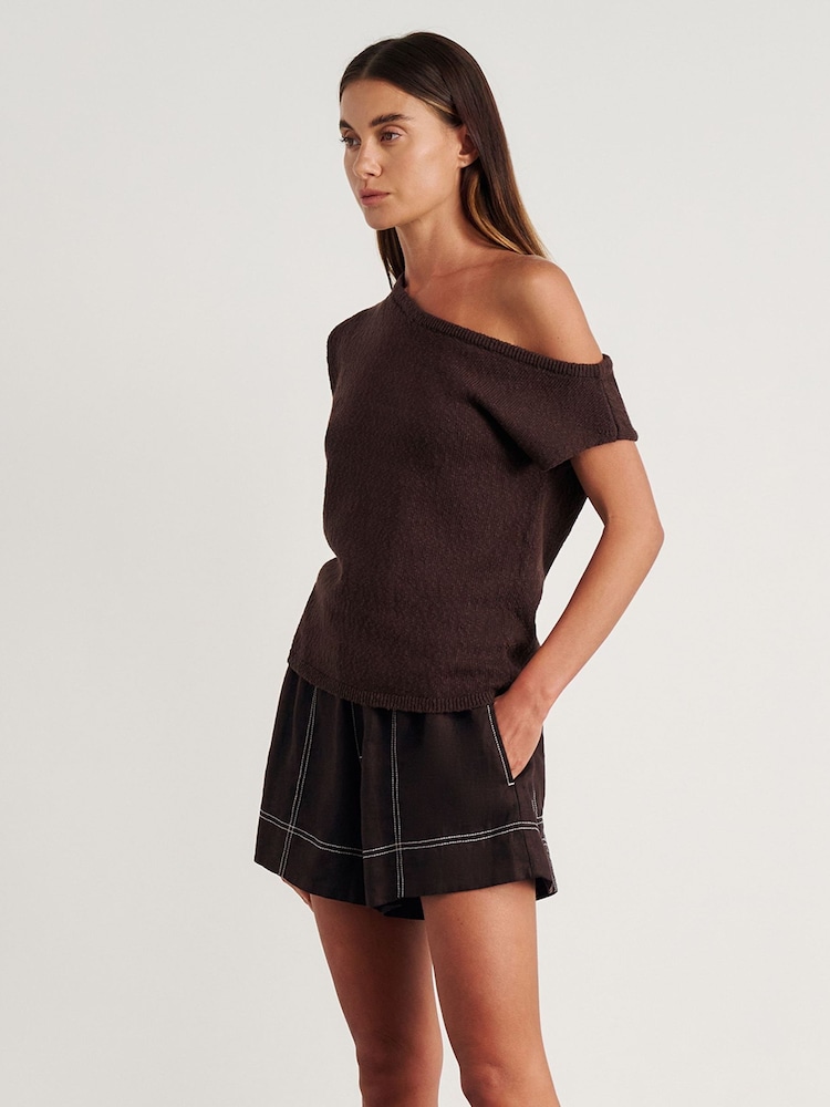 JAG Brown Arden Off Shoulder Knit Jumper - Image 2 of 4 JAG Brown Arden Off Shoulder Knit Jumper - Image 2 of 4