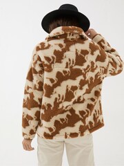 FatFace Parker Brown Horse Print Half Neck Fleece - Image 2 of 7
