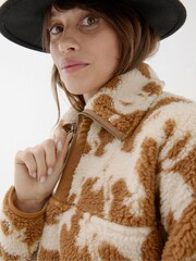 FatFace Parker Brown Horse Print Half Neck Fleece - Image 5 of 7