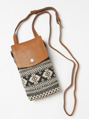 FatFace Evie Black Woven Phone Bag - Image 1 of 2