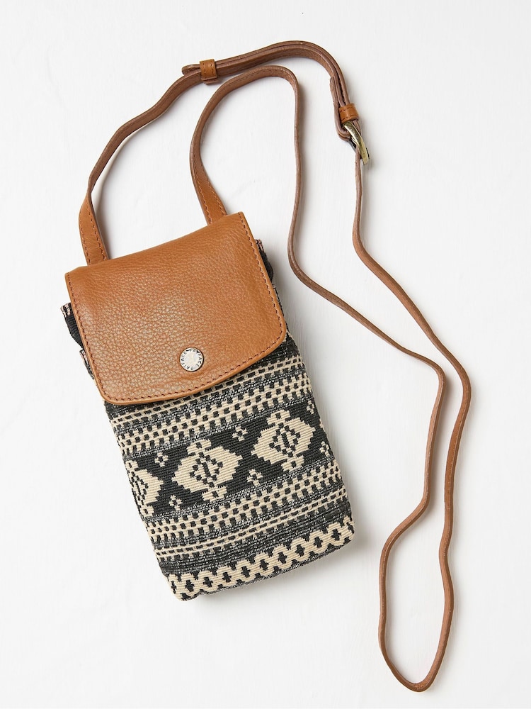 FatFace Evie Black Woven Phone Bag - Image 1 of 2