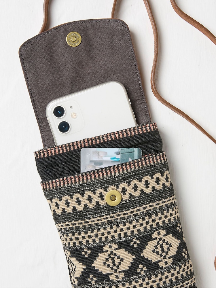 FatFace Evie Black Woven Phone Bag - Image 2 of 2