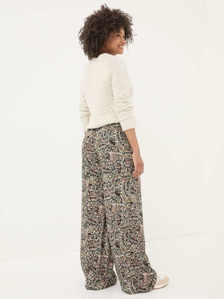 FatFace Ines Cream Paisley Wide Leg Trousers - Image 2 of 5