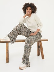 FatFace Ines Cream Paisley Wide Leg Trousers - Image 3 of 5