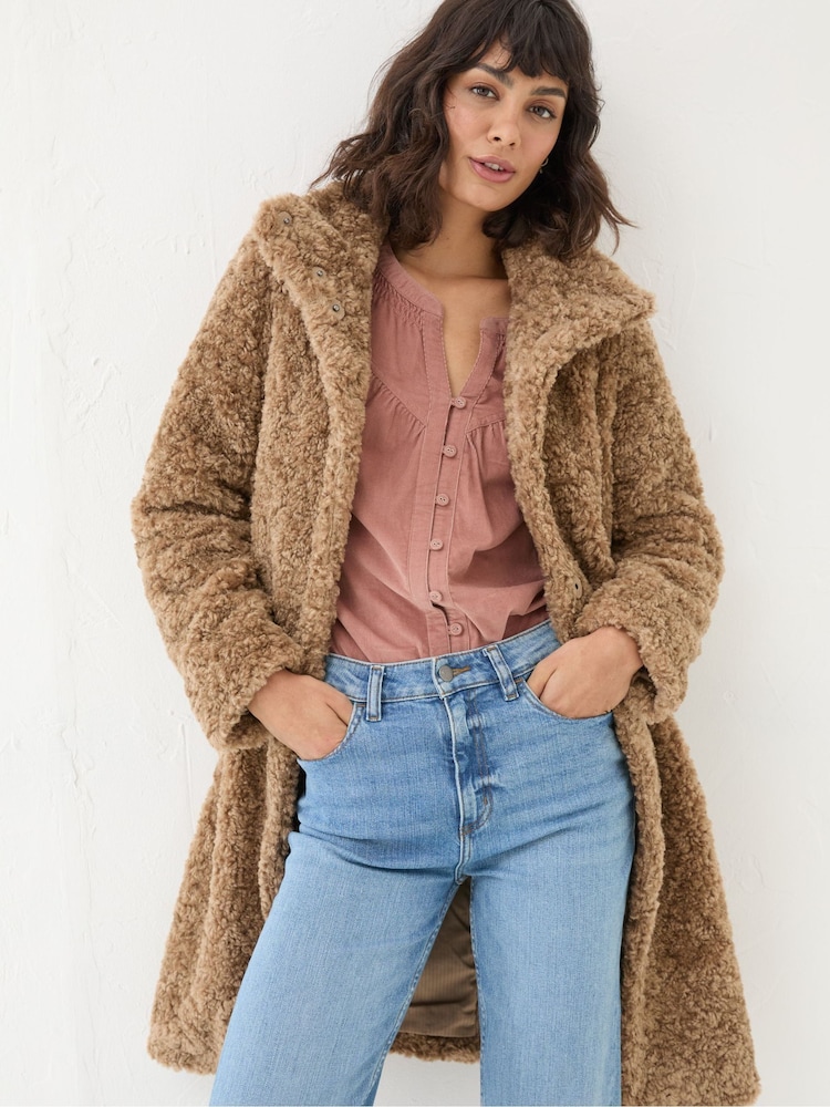 FatFace Catie Natural Teddy Coat - Image 1 of 6