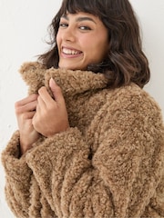 FatFace Catie Natural Teddy Coat - Image 5 of 6