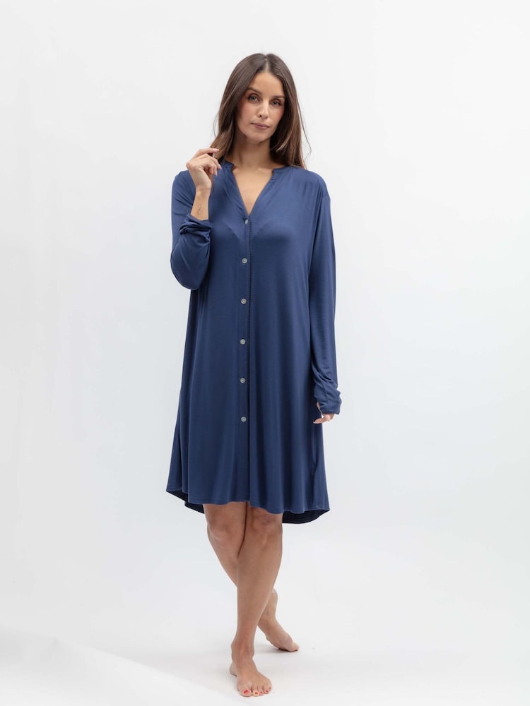 Nora Rose Blue Jersey Lace Trim Nighties - Image 2 of 4 Nora Rose Blue Jersey Lace Trim Nighties - Image 2 of 4