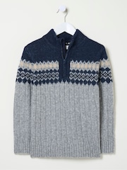 FatFace Grey Half Neck Jumper - Image 5 of 5