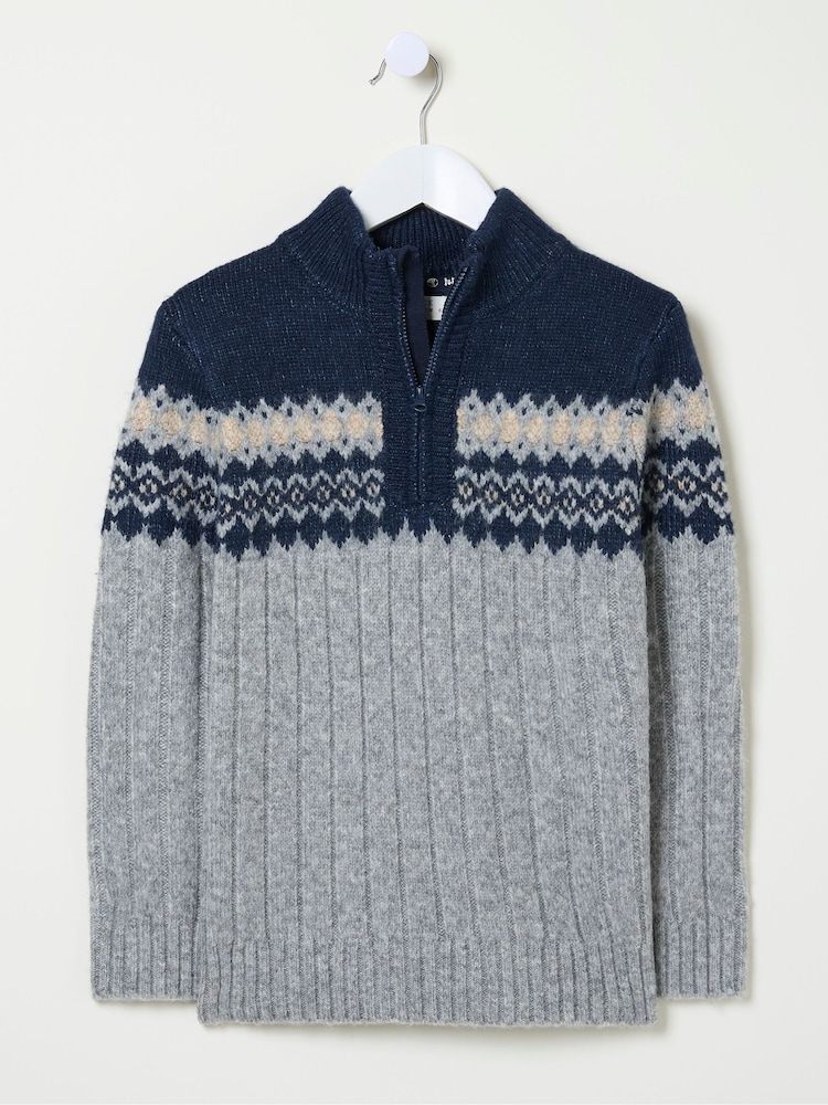 FatFace Grey Half Neck Jumper - Image 5 of 5