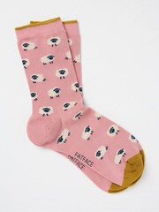FatFace Pink Sheep Womens Socks 1 Pack (size 4-7) - Image 1 of 2