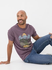 FatFace Jeep Purple Nature Graphic T-Shirt - Image 3 of 5