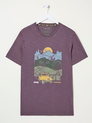 FatFace Jeep Purple Nature Graphic T-Shirt - Image 5 of 5