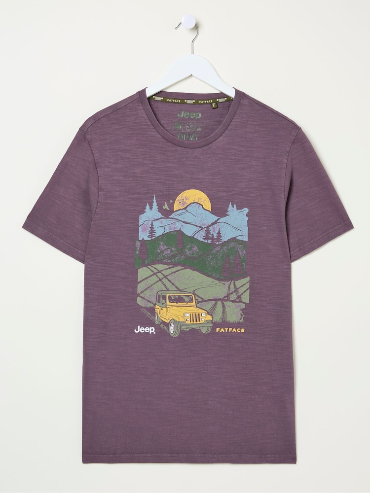 FatFace Jeep Purple Nature Graphic T-Shirt - Image 5 of 5