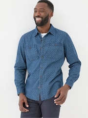 FatFace Geo Blue Print Shirt - Image 1 of 5