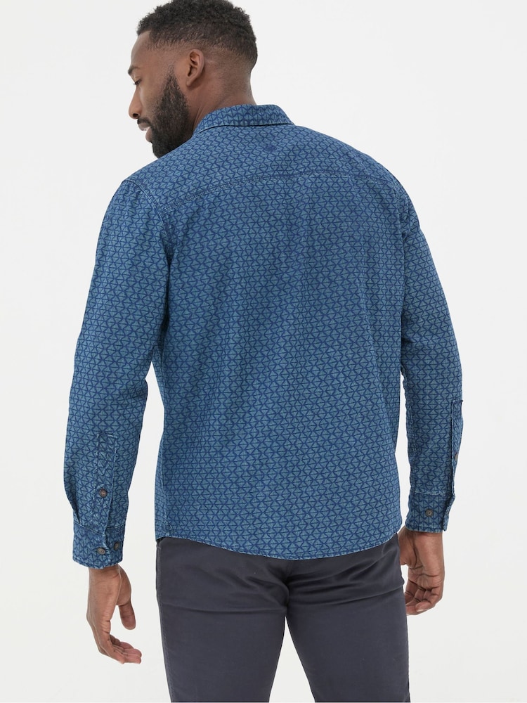 FatFace Geo Blue Print Shirt - Image 2 of 5