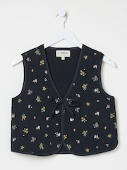 FatFace Quinn Black Ditsy Paisley Quilted Waistcoat - Image 7 of 7