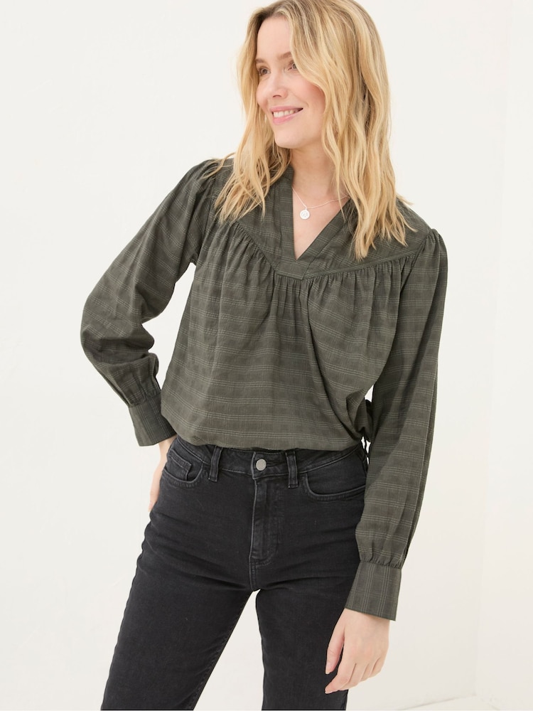 FatFace Mathilde Khaki Green Blouse - Image 1 of 5
