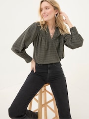 FatFace Mathilde Khaki Green Blouse - Image 3 of 5