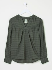 FatFace Mathilde Khaki Green Blouse - Image 5 of 5
