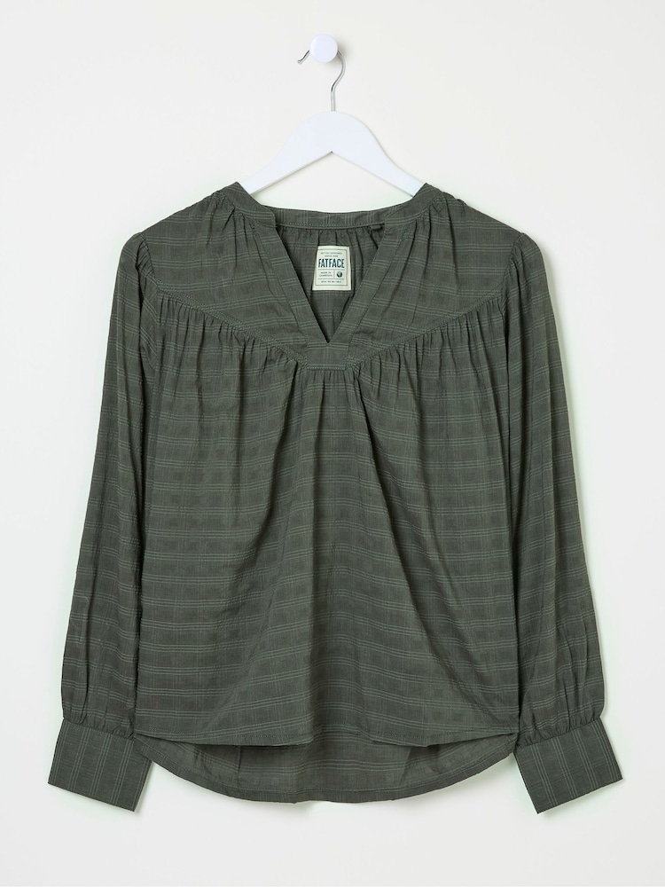 FatFace Mathilde Khaki Green Blouse - Image 5 of 5