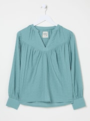 FatFace Mathilde Teal Blue Blouse - Image 5 of 5