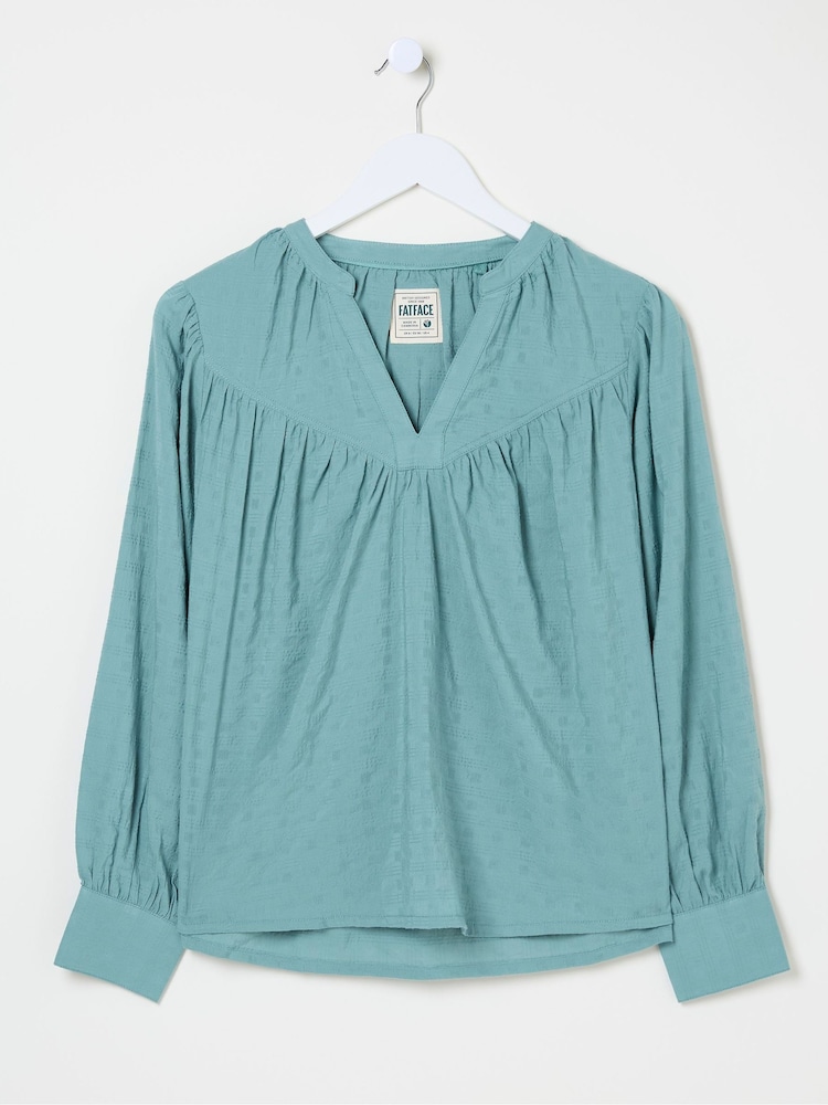 FatFace Mathilde Teal Blue Blouse - Image 5 of 5