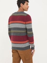 FatFace Hinton Charcoal Grey Chest Stripe Crew Neck Jumper - Image 2 of 4