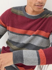 FatFace Hinton Charcoal Grey Chest Stripe Crew Neck Jumper - Image 3 of 4