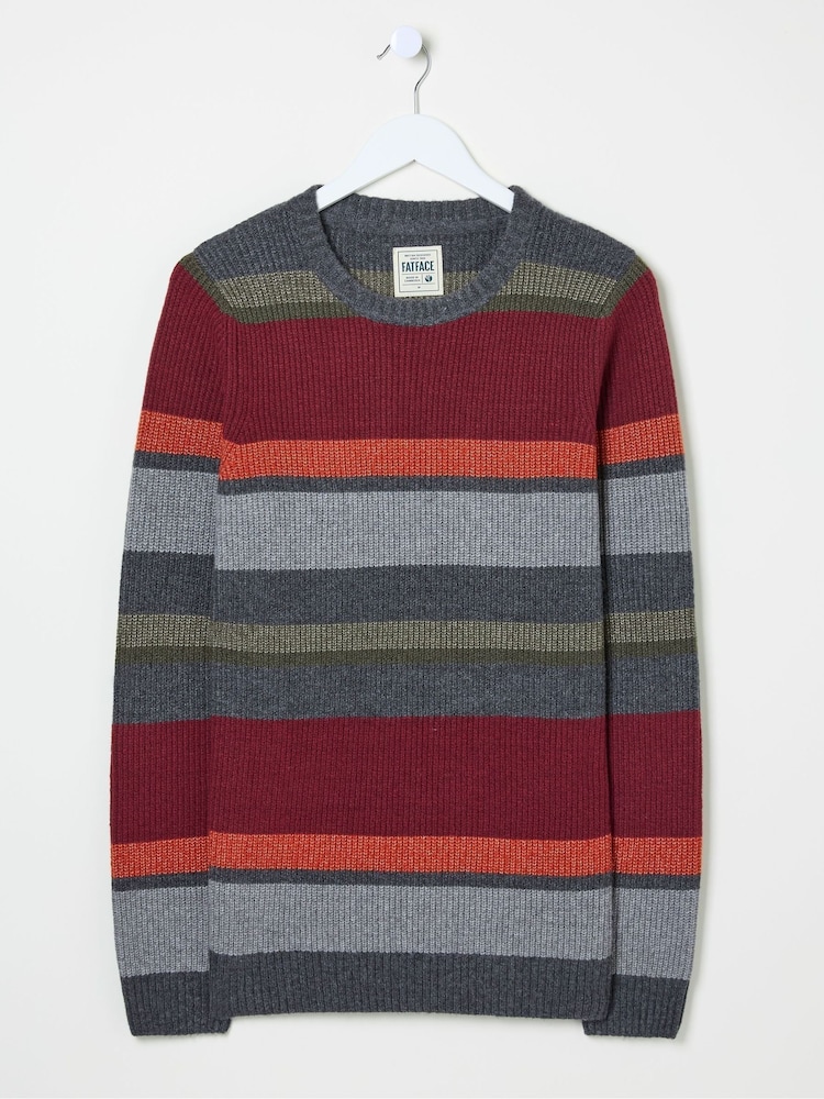 FatFace Hinton Charcoal Grey Chest Stripe Crew Neck Jumper - Image 4 of 4
