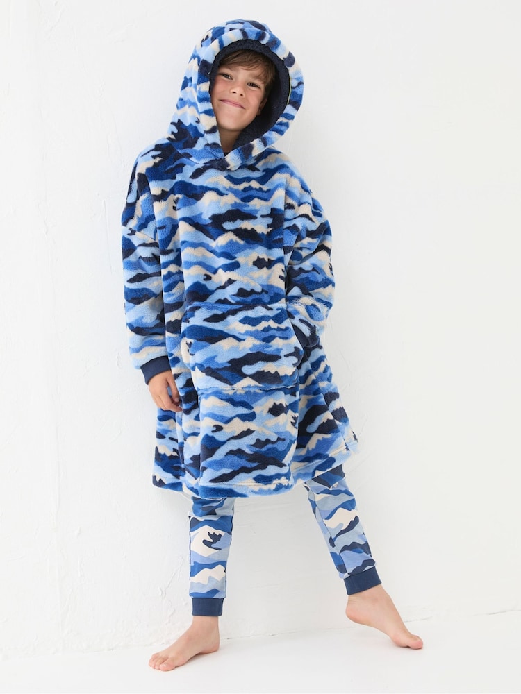 FatFace Camo Navy Blue Oversized Hoodie - Image 1 of 7