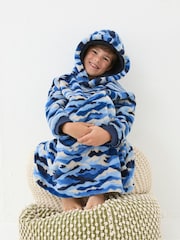 FatFace Camo Navy Blue Oversized Hoodie - Image 3 of 7