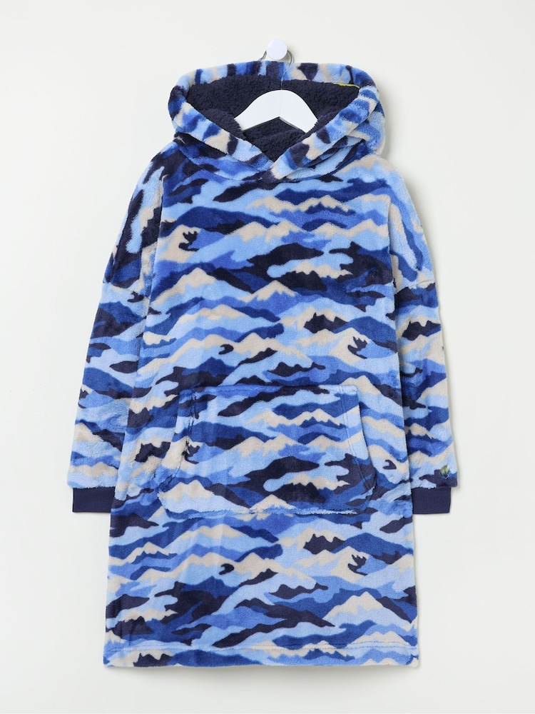 FatFace Camo Navy Blue Oversized Hoodie - Image 7 of 7