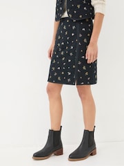 FatFace Shelby Black Ditsy Paisley Skirt - Image 1 of 5