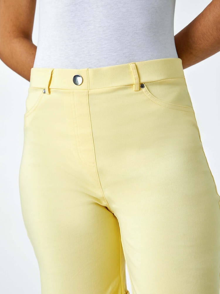 Roman Mustard Yellow Turned Hem Stretch Shorts - Image 5 of 5