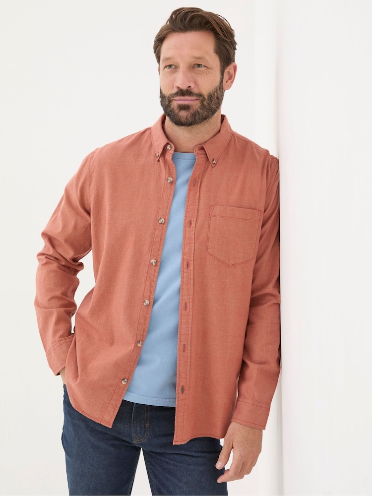 FatFace Orange Long Sleeve Tadlow Shirt - Image 1 of 1